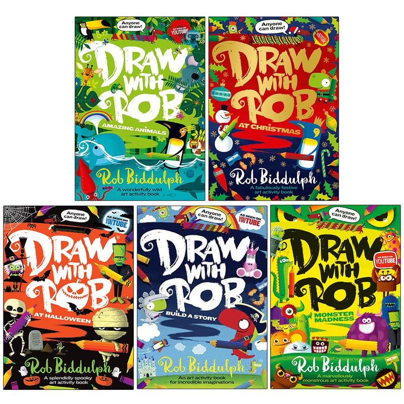 Draw with Rob Collection 5 Books Set by Rob Biddulph