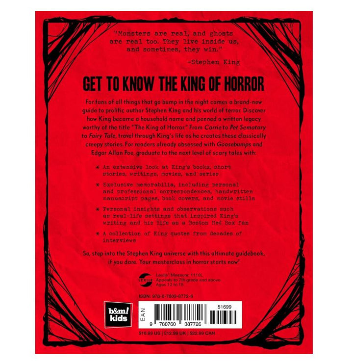 Stephen King: His Life, Work, and Influences Book (Young Readers' Edition) by Bev Vincent | Illustrated Author Biography & Horror Writing Guide | Paperback