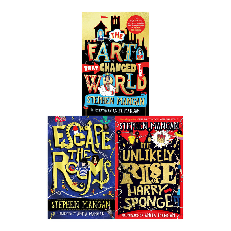 Stephen Mangan Collection 3 Books Set (The Fart that Changed the World, Escape the Rooms & The Unlikely Rise of Harry Sponge)