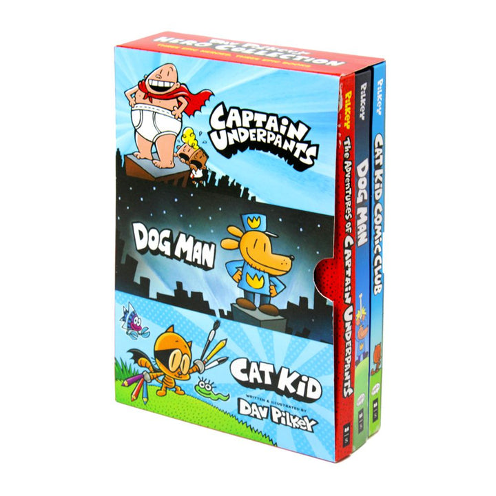Dav Pilkey's Hero Collection 3 Hardcover Book Boxed Set | Captain Underpants, Dog Man & Cat Kid – Funny Illustrated Comics & Graphic Novels for Kids