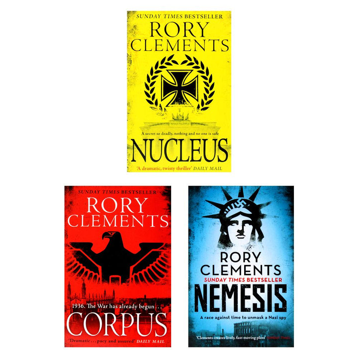 Tom Wilde Series 3-Book Collection by Rory Clements | Thriller Fiction Set – Nemesis, Nucleus, Corpus | Mystery, Suspense & Historical Adventure