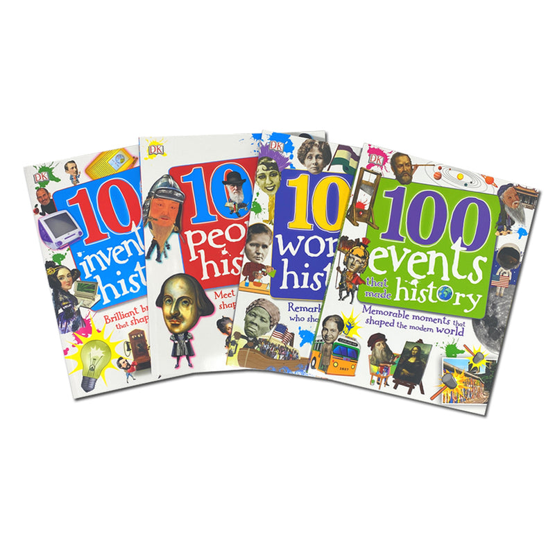 100 History Series 4 Books Collection Set, 100 People Who Made History, 100 Events, 100 Inventions, 100 Women