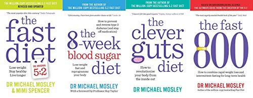 Dr Michael Mosley Collection 4 Book Set, Fast Diet, Fast 800, Guts Diet, 8 Week Blood Sugar Diet