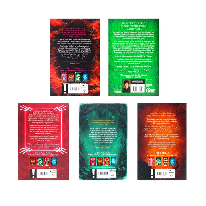 Neil Gaiman American Gods 5 Books Collection Set - American Gods, Neverwhere | Fantasy, Fiction, Adventure,Storytelling, Urban Fantasy Book