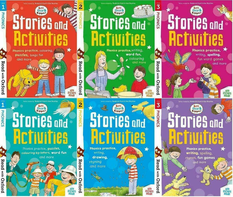 Biff Chip Kipper Phonics Stories & Activities Pack 6 Books Collection Stage 1to3