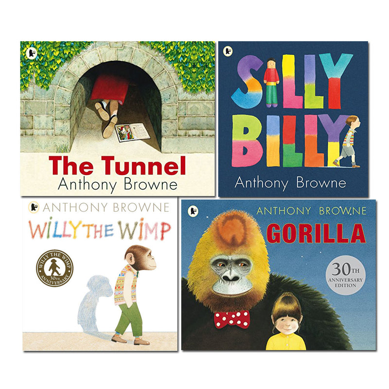 Anthony Browne 4 Book Collection Set Inc Willy The Wimp, The Tunnel, Gorilla