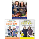 The Hairy Bikers Meat Feasts [Hardcover], The Hairy Dieters Go Veggie, The Hairy Dieters Make It Easy 3 Books Collection Set