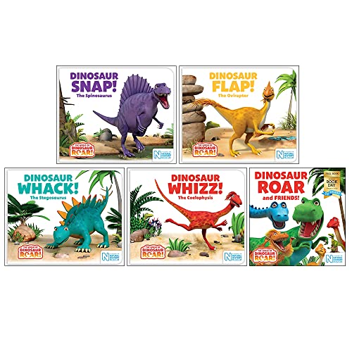 The World of Dinosaur Roar Series Books 5-8 With World Book Day 5 Books Collection Set by Peter Curtis (Snap, Flap, Whack, Whizz & [Paperback] Dinosaur Roar and Friends World Book Day)