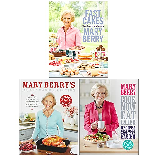 Mary Berry Collection 3 Books Set (Fast Cakes Easy Bakes in Minutes, Mary Berrys Christmas Collection, Cook Now Eat Later)
