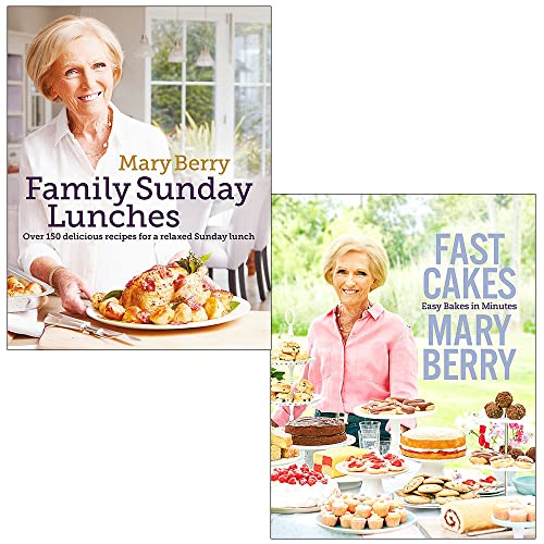 Mary Berry's Family Sunday Lunches & Fast Cakes Easy Bakes In Minutes By Mary Berry 2 Books Collection Set