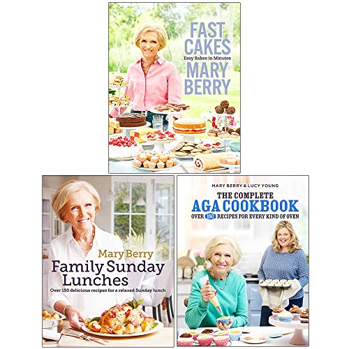 Mary Berry Collection 3 Books Set (Fast Cakes Easy Bakes In Minutes, Mary Berry's Family Sunday Lunches, The Complete Aga Cookbook)