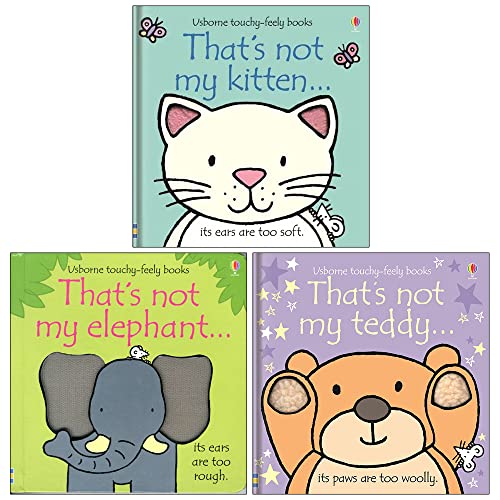 Thats Not My Touchy Feely Series Collection 3 Books Set By Fiona Watt (Kitten, Elephant, Teddy)
