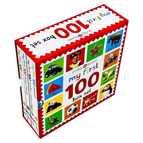 My First 100 Box Set by Roger Priddy 4 Books Collection Set (First 100 Words, Numbers Colors Shapes, First 100 Animals & First 100 things that Go)