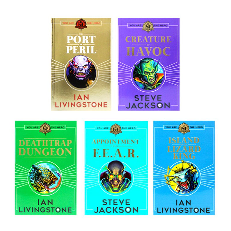 Fighting Fantasy 5 books set 6 to 10 ( Port of Peril, Creature, Deathtrap, Appointment, Island) by Ian Livingstone & Steve Jackson