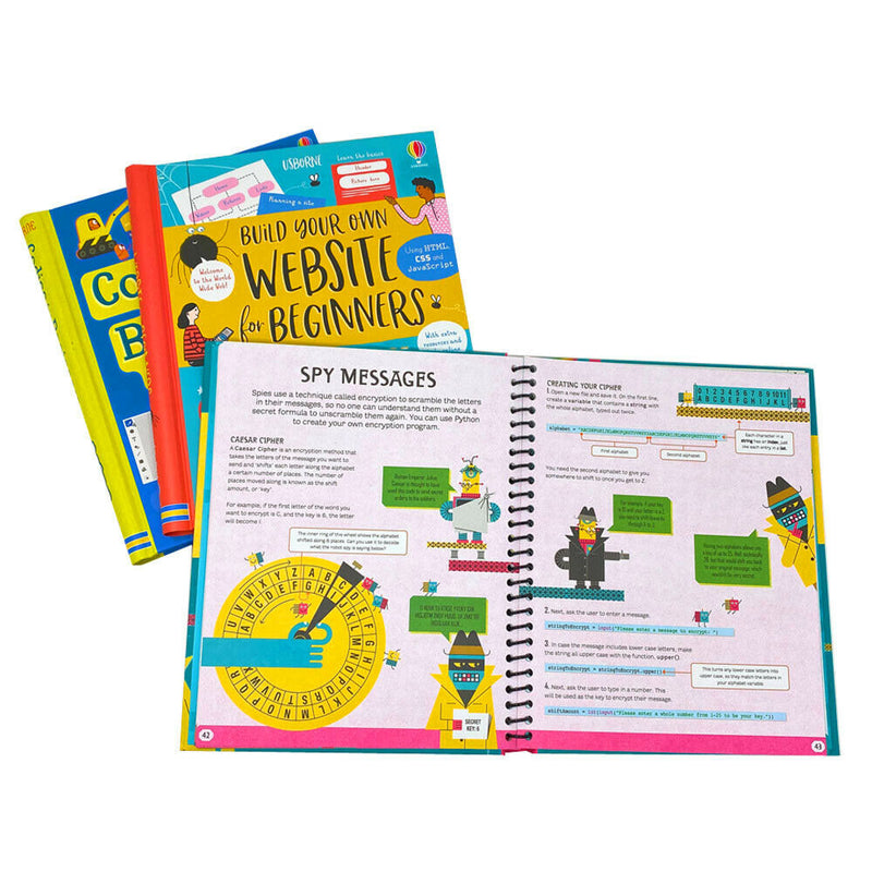 Usborne Coding For Beginners 3 Books Set Collection Using Sratch, Using Python and Build your own website