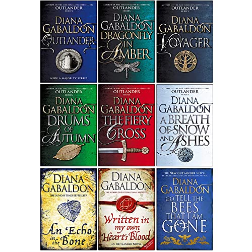 Diana Gabaldon Outlander Series 9 Books Collection Set (Outlander, Dragonfly in Amber, Voyager, Drums of Autumn, Fiery Cross, Breath of Snow and Ashes, An Echo in the Bone & More)