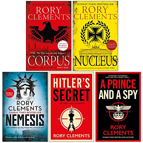 Rory Clements Tom Wilde Series 5 Books Collection Set (Corpus, Nucleus, Nemesis, Hitler's Secret, A Prince and a Spy)