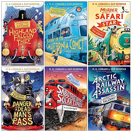 Adventures on Trains Series 6 Books Collection Set By M. G. Leonard & Sam Sedgman (Danger at Dead Man's Pass, Murder on the Safari Star, The Arctic Railway Assassin, Highland Falcon Thief & More)