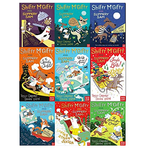 Shifty McGifty and Slippery Sam Collection 9 Books Set By Tracey Corderoy (Up Up and Away,Spooky School,Diamond Chase,Cat Burglar,Jingle Bell,Missing Masterpiece,Santa Stolen Sleigh,Aliens Are Coming)