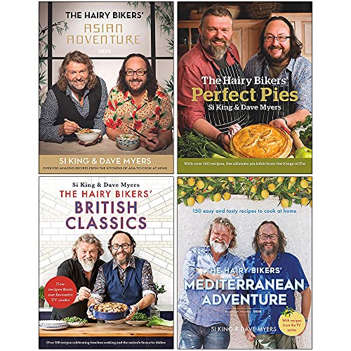 Hairy Bikers Collection 4 Books Set (The Hairy Bikers Asian Adventure, Perfect Pies, British Classics, Mediterranean Adventure)