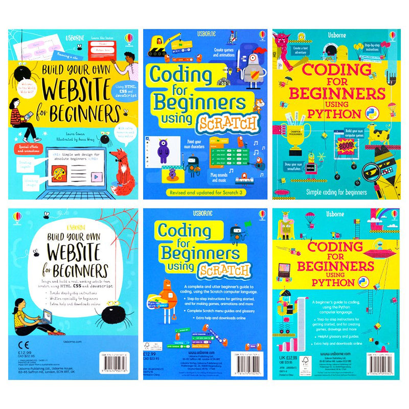 Usborne Coding For Beginners 3 Books Set Collection Using Sratch, Usin ...