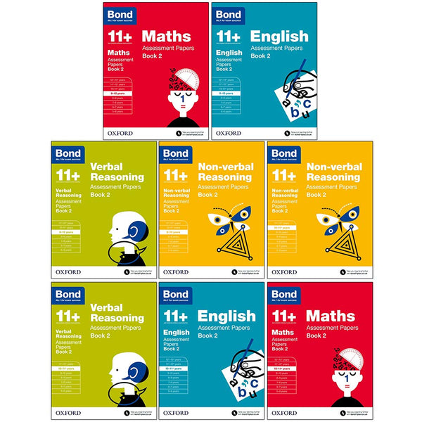 Bond 11+: Assessment Papers Book 2 Year 9-11 Bundle - 8 Paperback Books for English, Maths, Verbal Reasoning, Non-Verbal Reasoning for Students 9+