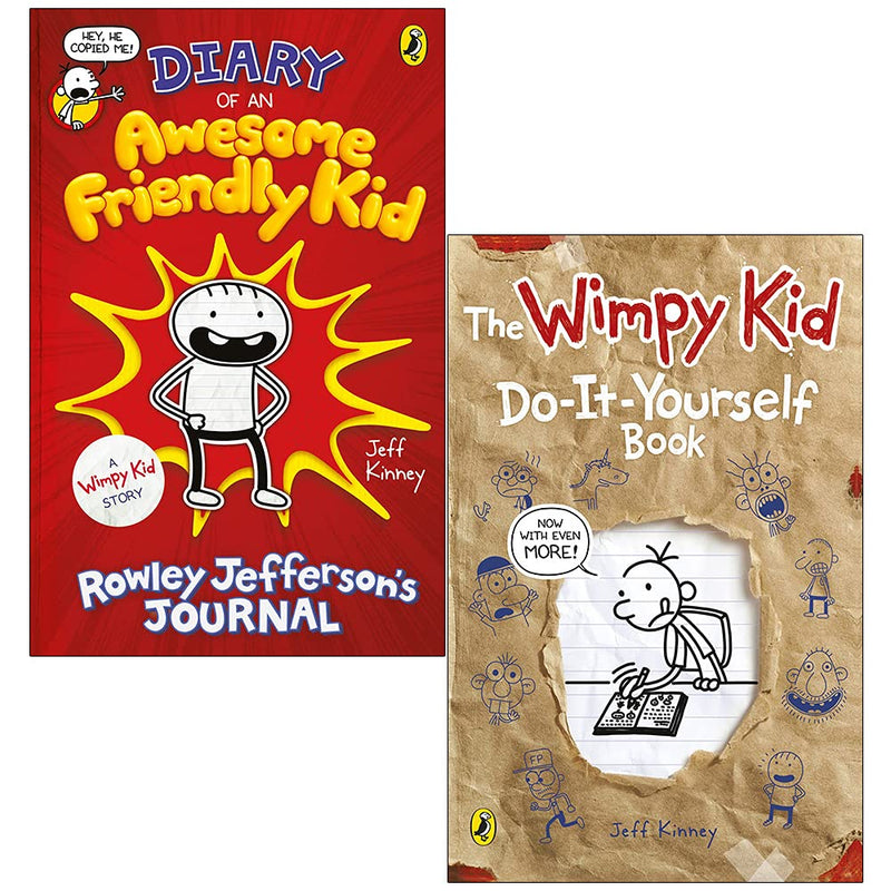 Diary of a Wimpy Kid 2 Books Collection Set By Jeff Kinney (Diary of an Awesome Friendly Kid [Hardcover], Do-It-Yourself Book)