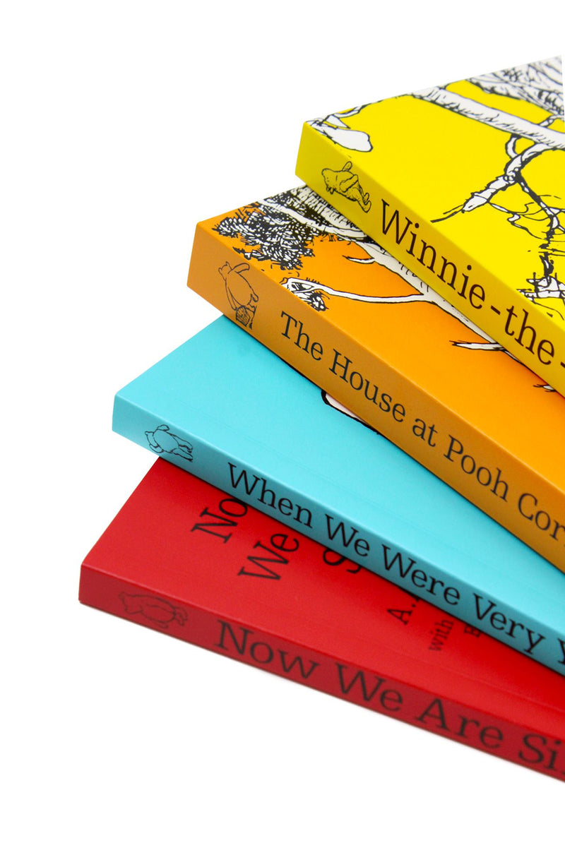 Photo of Winnie the Pooh Classic Collection 4 Books Set Spines by A.A. Milne on a White Background