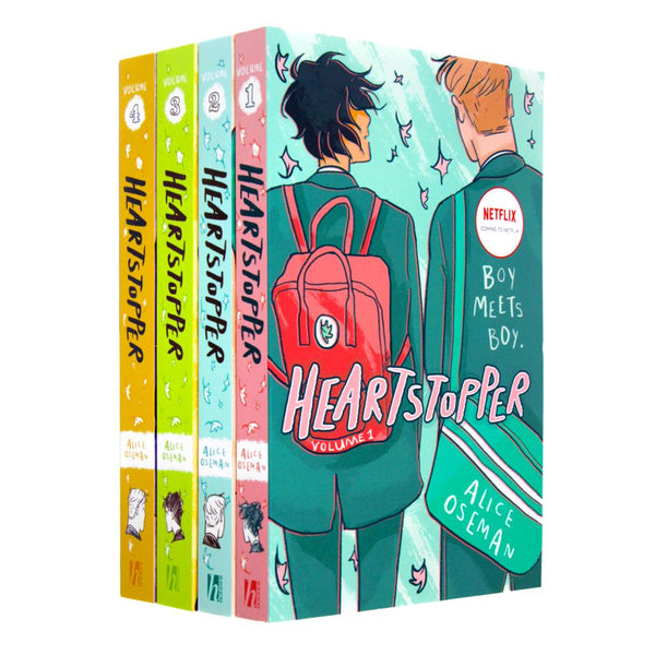 Photo of Heartstopper Volume 1-4 by Alice Oseman on a White Background