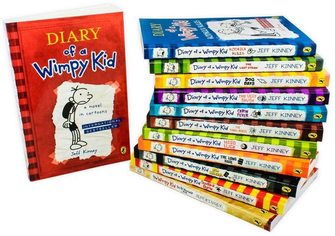 Diary of a Wimpy Kid 12-Book Set by Jeff Kinney | Includes Rodrick Rules, Dog Days, The Long Haul & More | Fun Humor Fiction for Kids & Young Readers
