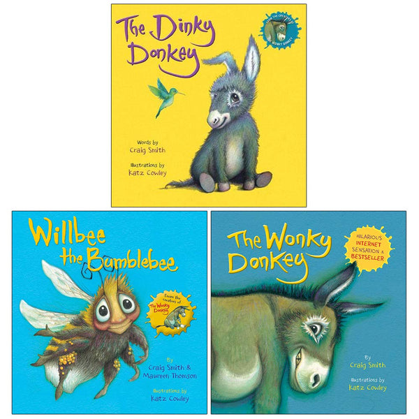 Wonky Donkey 3 Books Set Dinky Donkey, Willbee the Bumblebee by Craig Smith