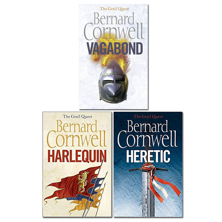 Bernard Cornwell Grail Quest Series 3 Book Pack Set Collection (Harlequin, Vagabond, Heretic) | Historical Fiction, Medieval Adventure, Knights & War