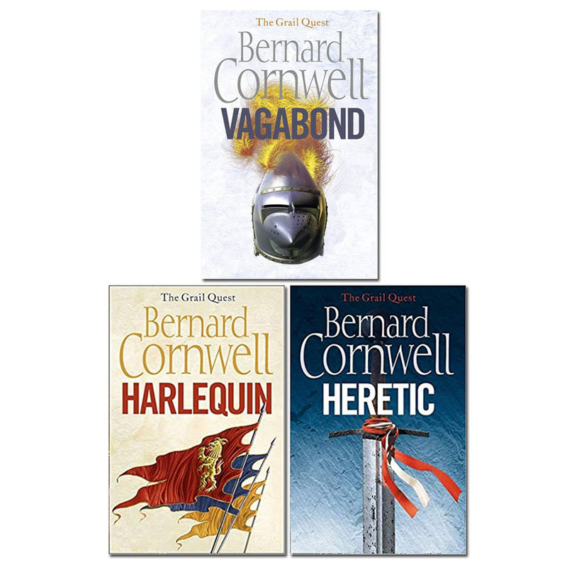 Bernard Cornwell Grail Quest 3 books Pack Set Collection (Vagabond, Harlequin, Heretic)