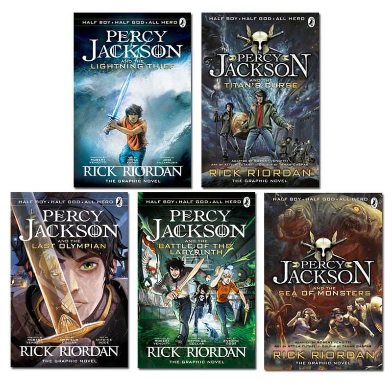 Percy Jackson Graphic Novels 5 Books Collection Set by Rick Riordon, The Lightning Thief...