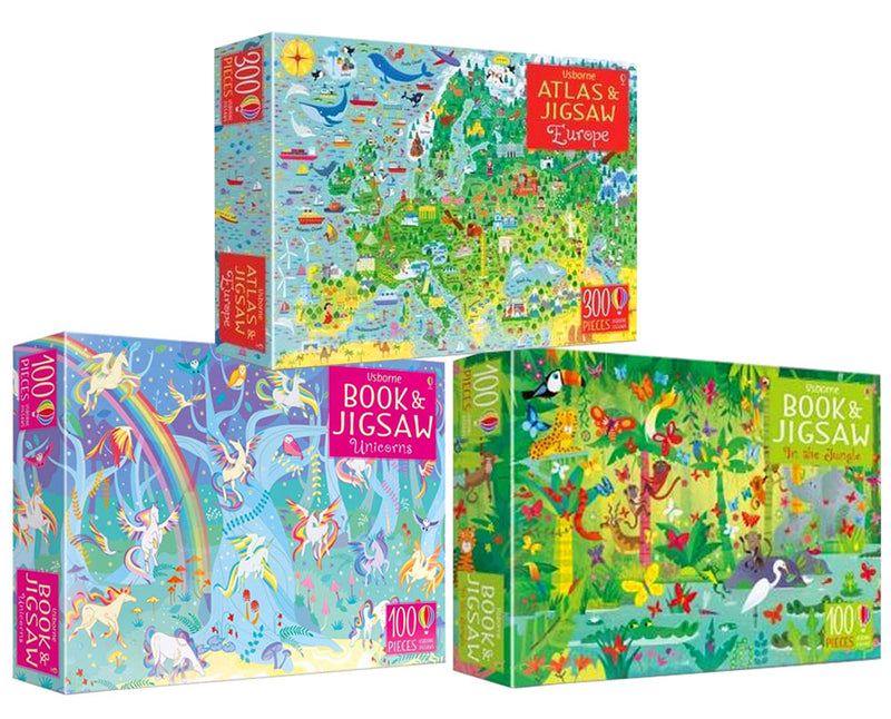 Usborne Book And Jigsaw 3 Books Set Collection