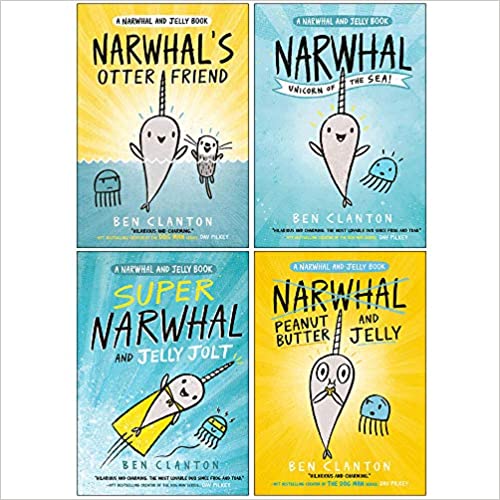 Photo of Narwhal & Jelly Series 4 Books Set by Ben Clanton on a White Background