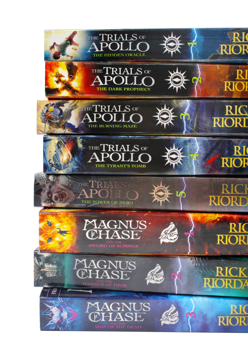 Rick Riordan Trials of Apollo & Magnus Chase Series 8 Book Set Collection