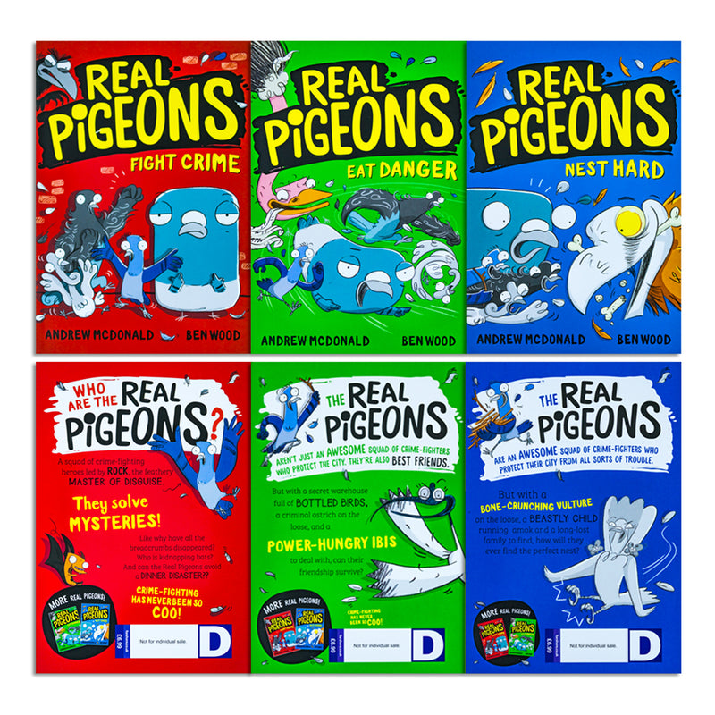 Real Pigeons Series by Andrew McDonald | 3 Paperback Book Children's Collection| Funny Adventure Stories for Kids |Fight Crime, Eat Danger & Nest Hard
