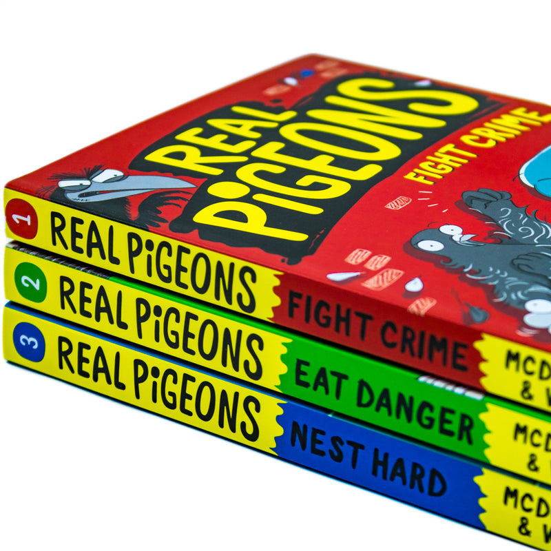Real Pigeons Series by Andrew McDonald | 3 Paperback Book Children's Collection| Funny Adventure Stories for Kids |Fight Crime, Eat Danger & Nest Hard