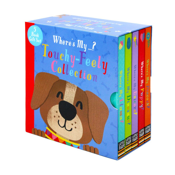 Wheres My Touchy Feely 5 Book Set Collection Library (Dinosaurs, Llama, Unicorn, Puppy & Peacock)