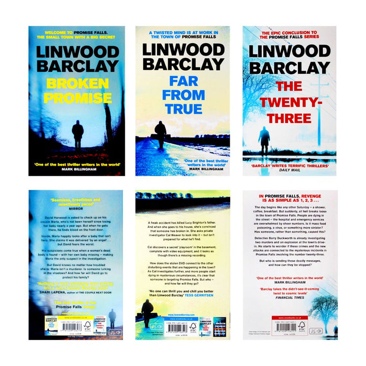 Promise Falls Trilogy – 3 Book Set by Linwood Barclay (Broken Promise, Far From True, The Twenty-Three) | Mystery, crime, suspense, bestseller