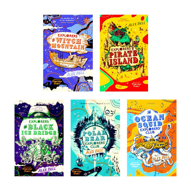 The Polar Bear Explorers Club 5 Books Collection Set by Alex Bell (Polar Bear Explorers Club, Explorers on Witch Mountain, Explorers on Black Ice Bridge, Ocean Squid Explorers Club & MORE)