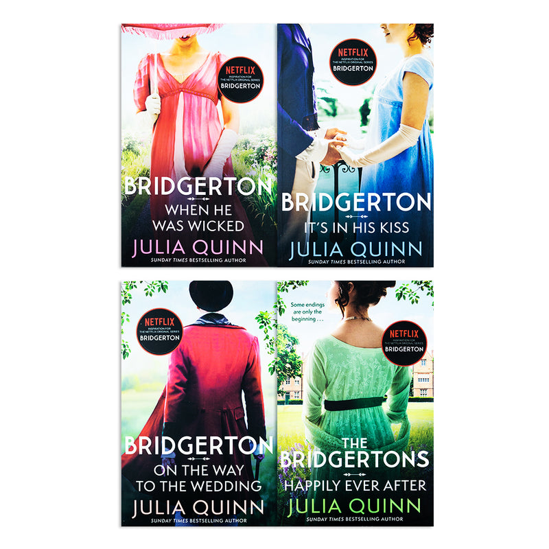 Julia Quinn Bridgerton Family Series 6-9  Collection 4 Books Set (When He Was Wicked, It's In His Kiss, On The Way To The Wedding, The Bridgertons: Happily Ever After)