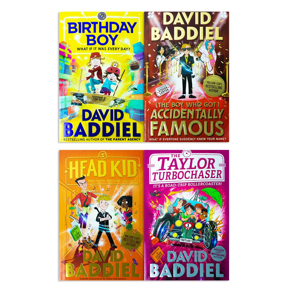 David Baddiel 4-Book Collection Set | Birthday Boy, Taylor Turbochaser, Accidentally Famous, Head Kid | Fun Kids Fiction, Humor & Adventure Stories