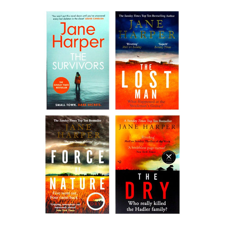 Jane Harper 4 Books Collection Set– Mystery & Thriller Novels:The Dry, Force of Nature, The Lost Man & The Survivors| Bestselling Crime Fiction Series