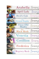 Photo of Georgette Heyer 10 Books Collection Set Spines on a White Background