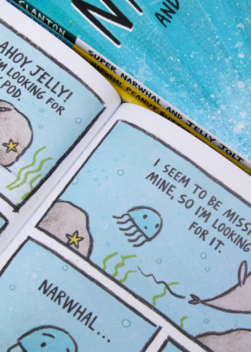 Narwhal and Jelly 4 paperback Book Set by Ben Clanton | Fun & Humorous Children's Picture Books | Ocean Adventure, Friendship & Sea Life Stories