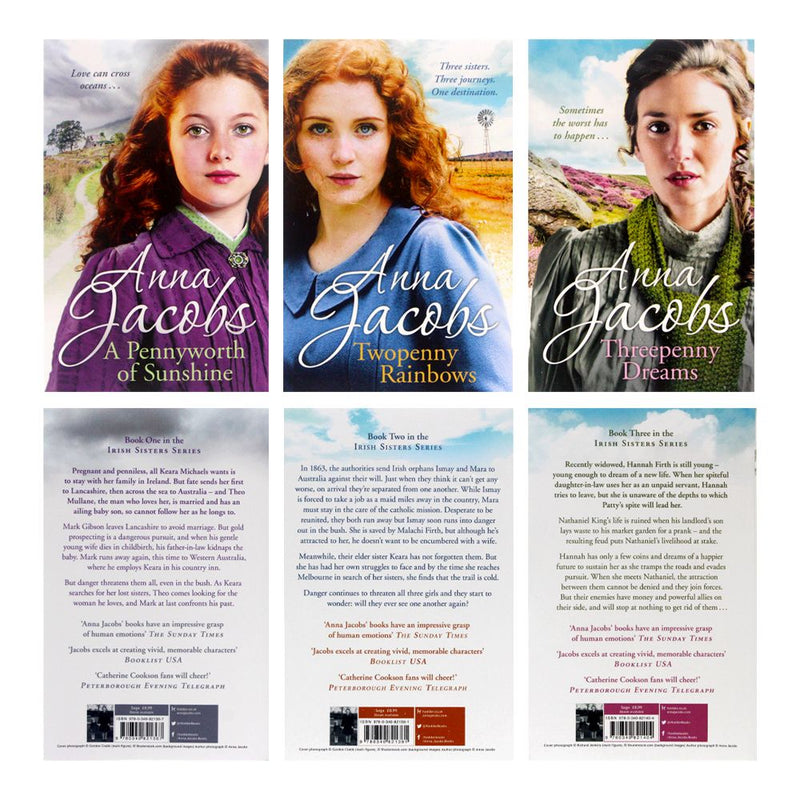 Anna Jacobs The Irish Sisters 3 Books Set Collection Inc Twopenny Rainbows