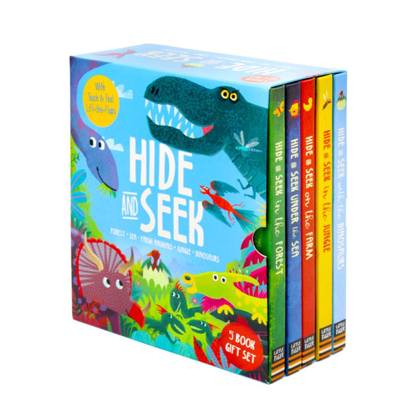 Hide and Seek Touch & Feel Lift the Flap 5 Books Collection Box Set (Forest, Sea, Farm Animals, Jungle & Dinosaurs)