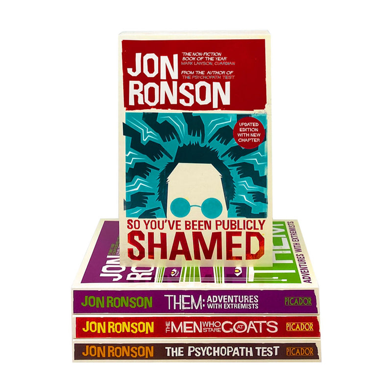 Jon Ronson 4 Books Set – Psychopath Test, So You've Been Pub – Psychology, Humor, Non-Fiction, Mental Health, Self-Help, Gift Paperback Collection